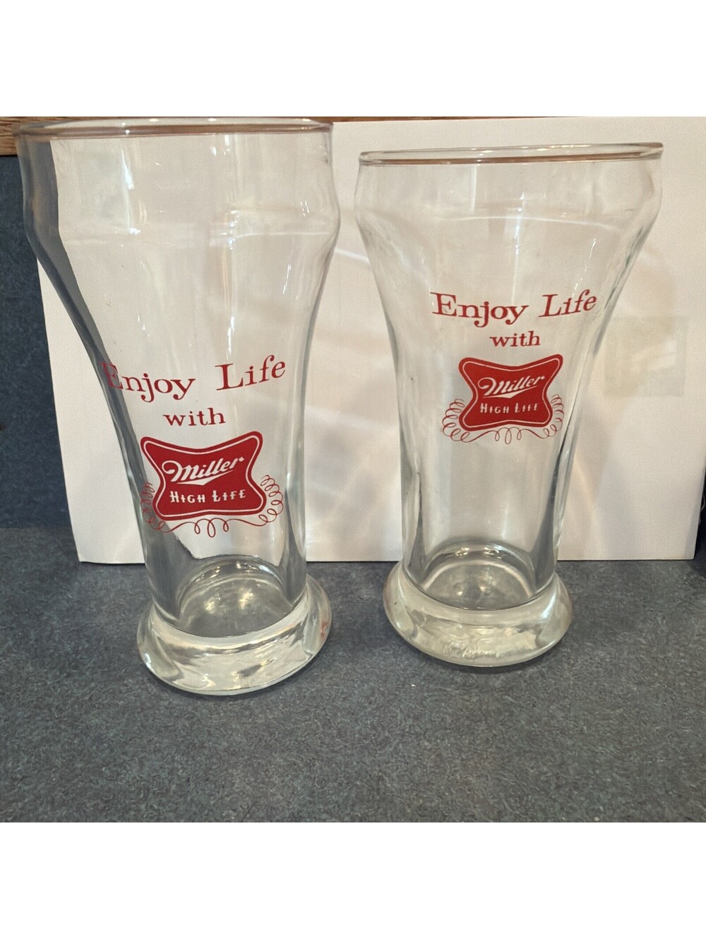 Vintage Miller High Life Pilsner Glasses 5.25 in Enjoy Life With Lot Of 2